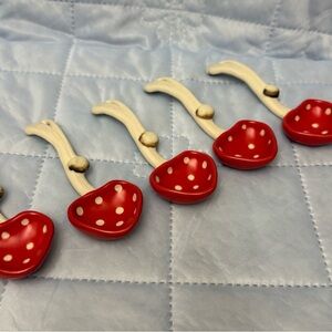 Mushroom Styling: Hand-glazed red mushroom spoon. Polka dot ceramic spoon.